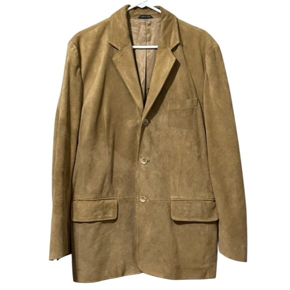 Banana Republic Mens Size Medium Genuine Leather Button Down Blazer Preppy - Picture 1 of 16